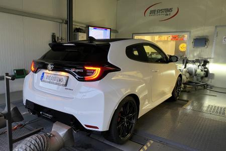 Toyota Yaris GR on DTE's dynamometer